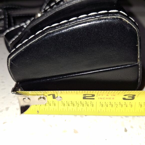 Black Small Rectangular Handbag Cosmetic Purse with Decorative Silver Tone Studs - Picture 9 of 15